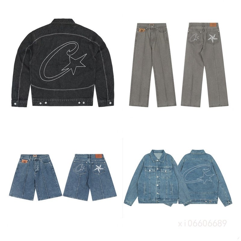 Trendy Brand Alcatraz Star Embroidery Washed Jeans Jacket Suit Men And Women American High Street Jacket - Image 2